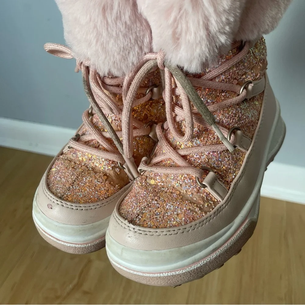 Kelly & Katie Lil Anna Snow Boots Kids' Girl's Pink Size 11M Faux Fur Sparkle